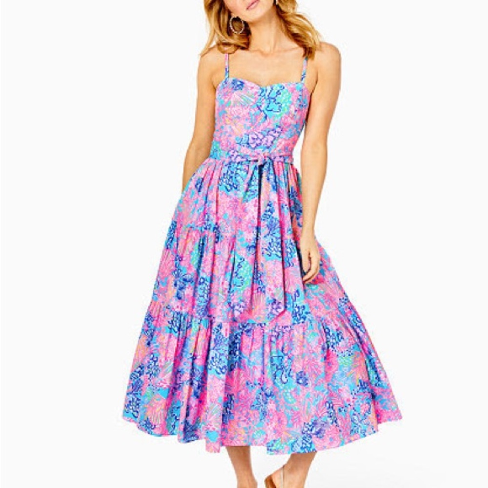 Lilly Pulitzer Pink and Blue Tiered Sundress